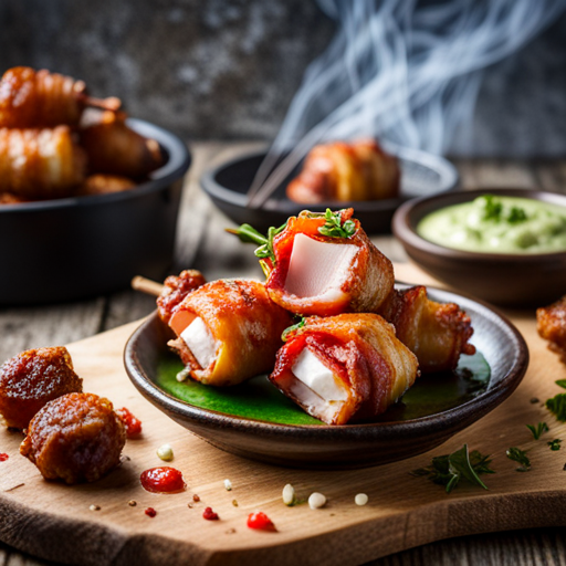 Savor Flavorful Delights: Pale Ale Infused Bacon-Wrapped Goat-Cheese Poppers